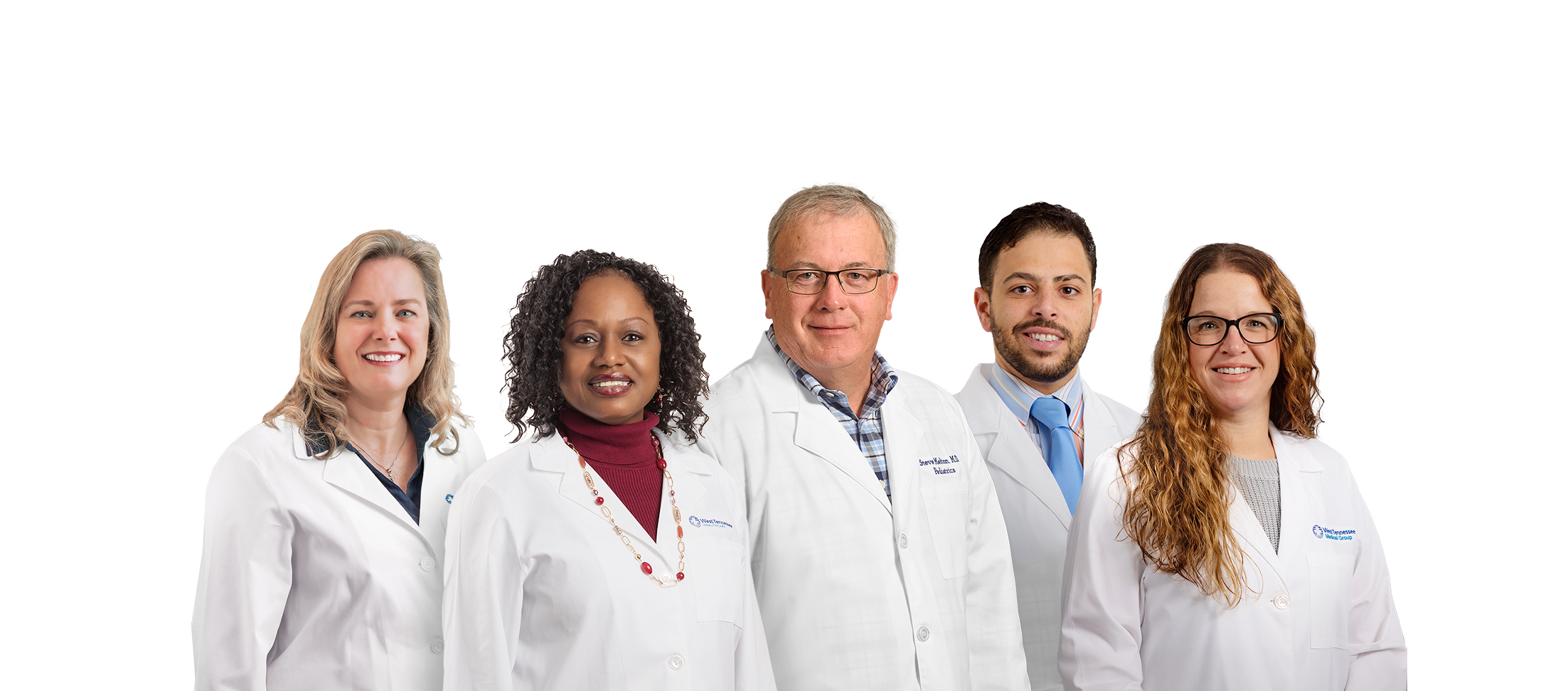Group of five pediatrics physicians.