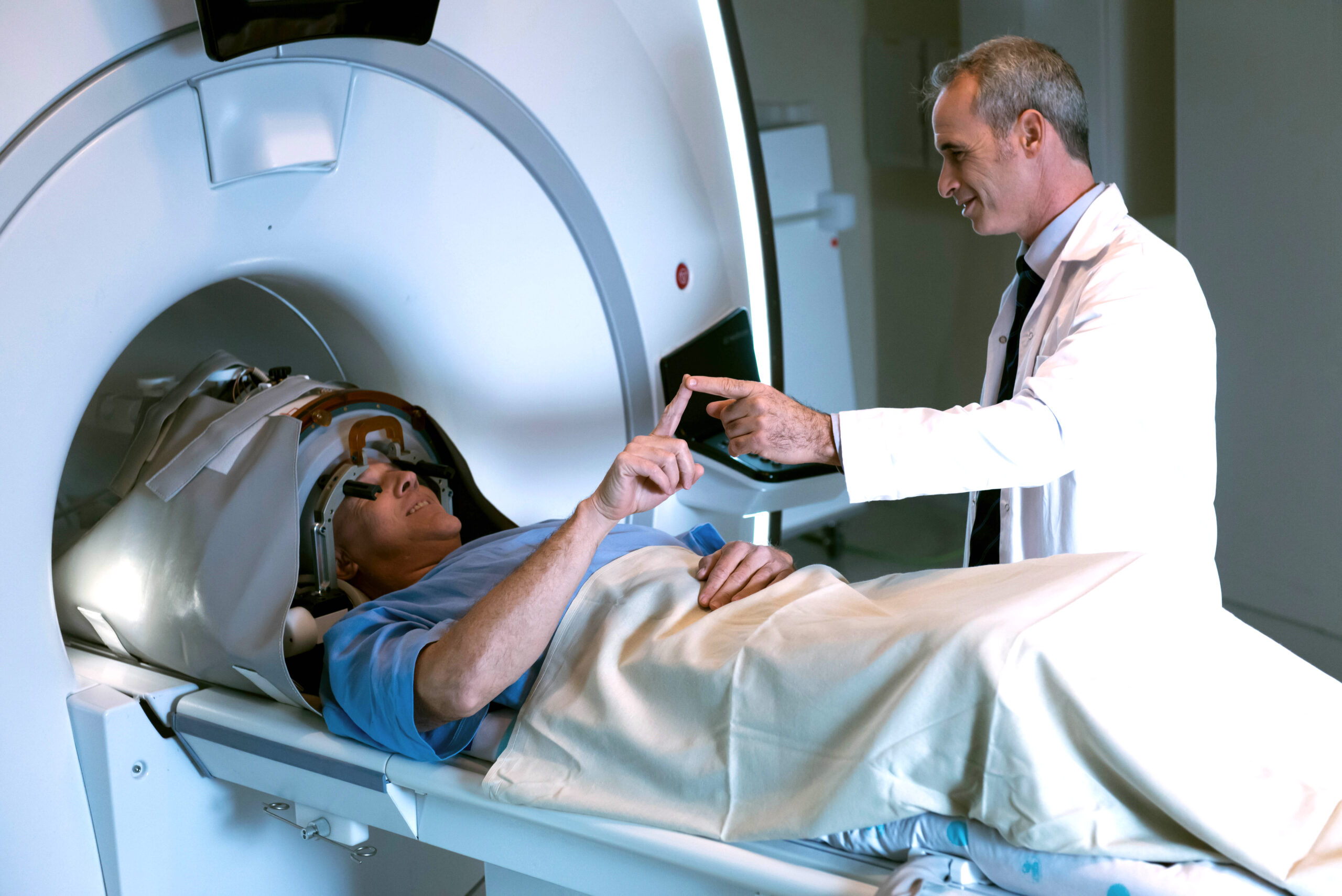 Image of patient in imagining machine.